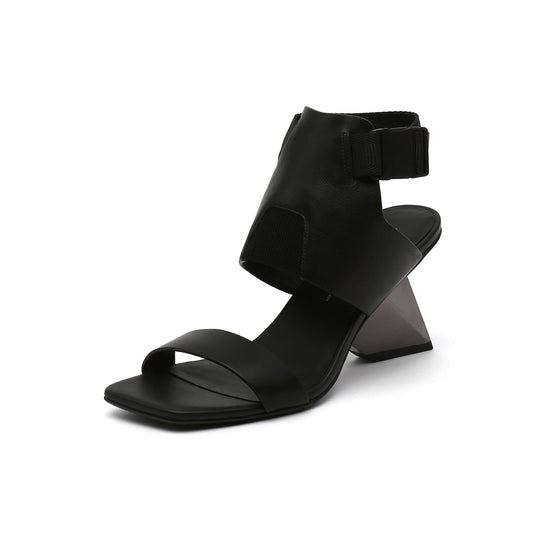 Striking Slip-On Ankle Strap Gravity Block Heel Sandals-1