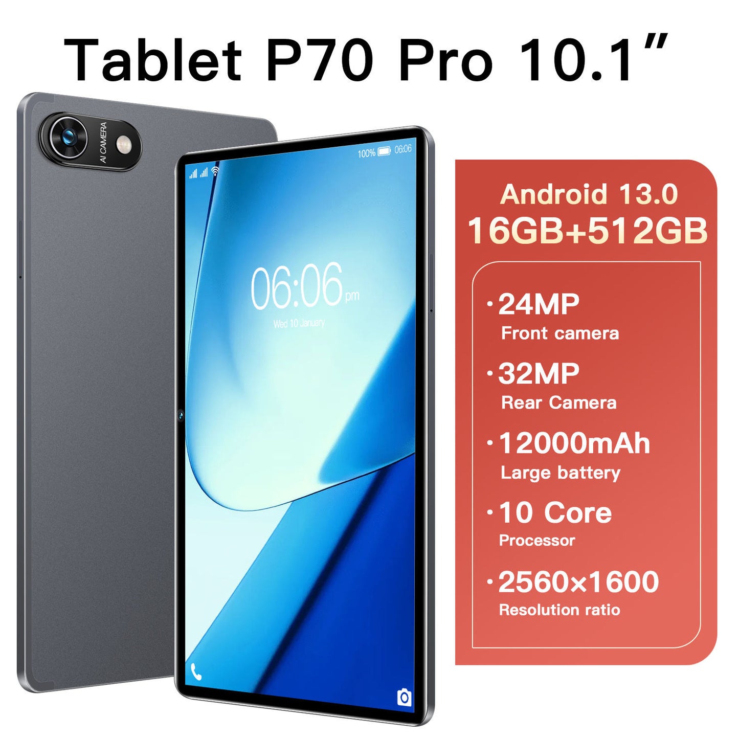 Hot P70 Pro 10.1-Inch Android Tablet – 16GB + 512GB, Dual SIM, 4G LTE, Drop-Resistant | Kid-Friendly Entertainment & Learning Device