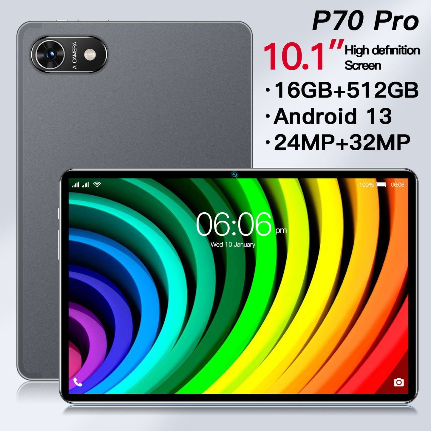 Hot P70 Pro 10.1-Inch Android Tablet – 16GB + 512GB, Dual SIM, 4G LTE, Drop-Resistant | Kid-Friendly Entertainment & Learning Device