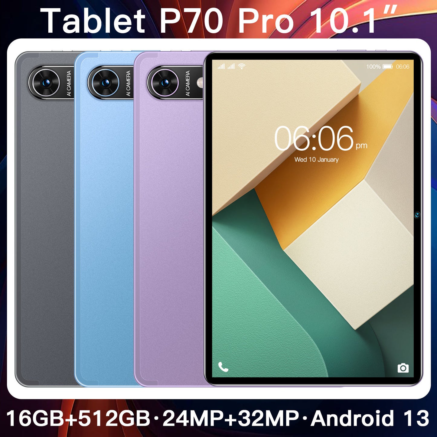 Hot P70 Pro 10.1-Inch Android Tablet – 16GB + 512GB, Dual SIM, 4G LTE, Drop-Resistant | Kid-Friendly Entertainment & Learning Device