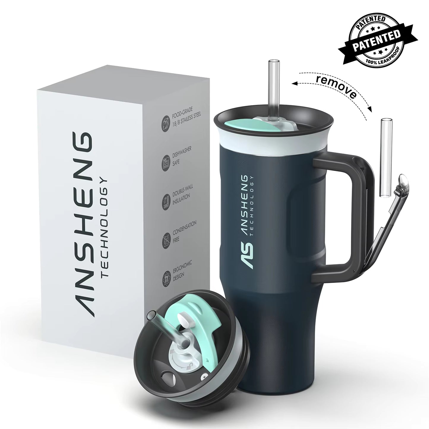 ANSHENG Custom Logo Stainless Steel Tumbler – 18oz / 24oz / 32oz / 40oz with Handle