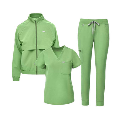 Private Label Custom Long Sleeve Stretchy Plus Size Jogger Nursing Scrubs Uniform Sets for Women