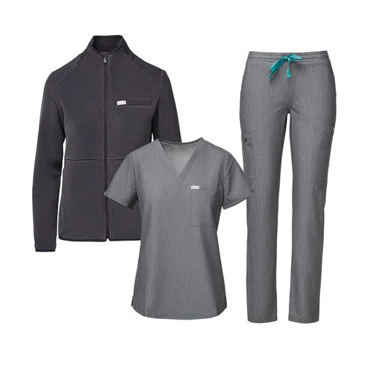 Private Label Custom Long Sleeve Stretchy Plus Size Jogger Nursing Scrubs Uniform Sets for Women