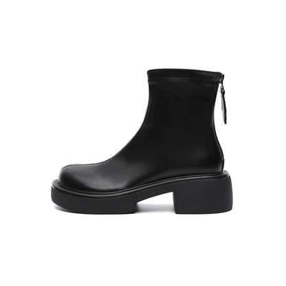 Zip-Up Chunky Leather Boots-0